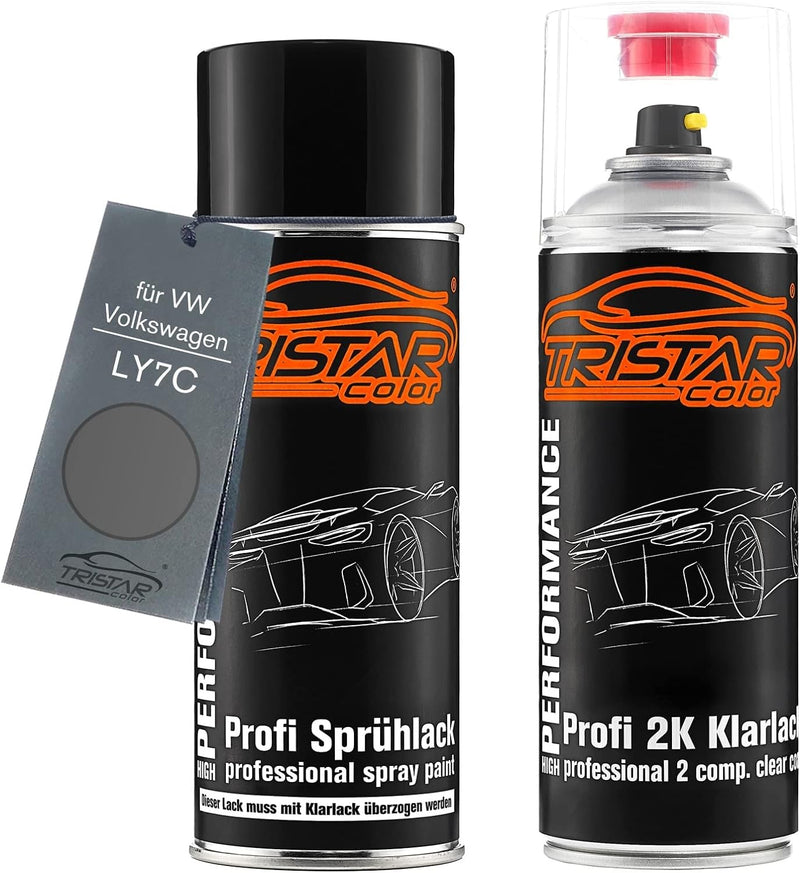 TRISTARcolor Autolack 2K Spraydosen Set für VW/Volkswagen LY7C Nardograu Basislack 2 Komponenten Kla