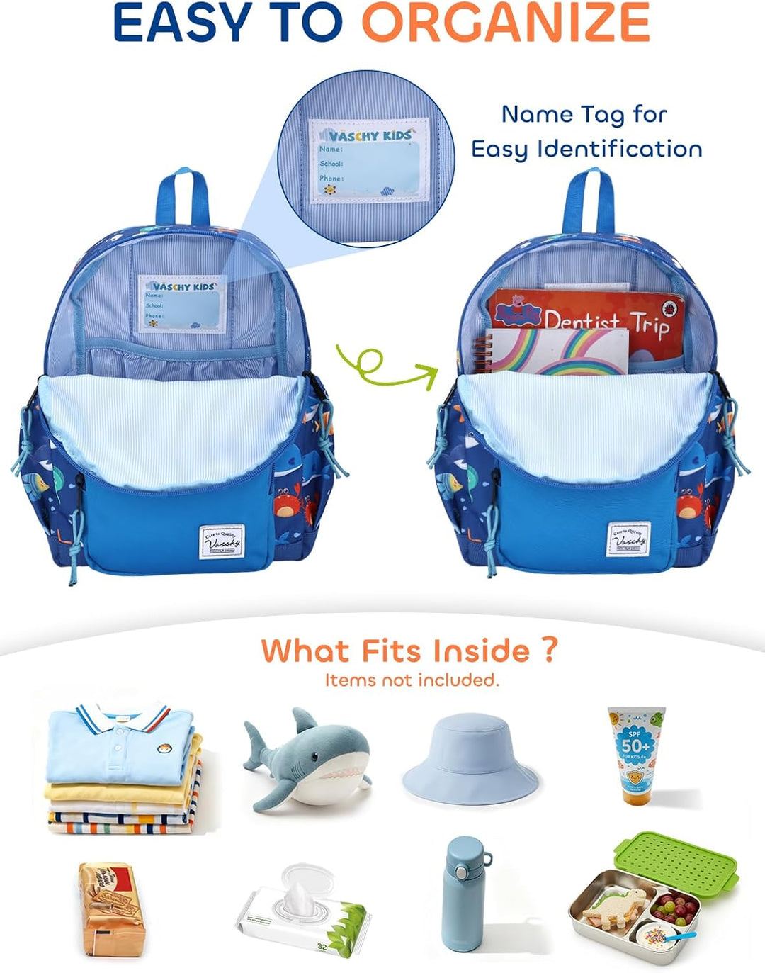 VASCHY Kinderrucksack, leicht, Schulranzen, Mädchen, Jungen, Grundschule, Kindergarten, 4 – 6 Jahre,