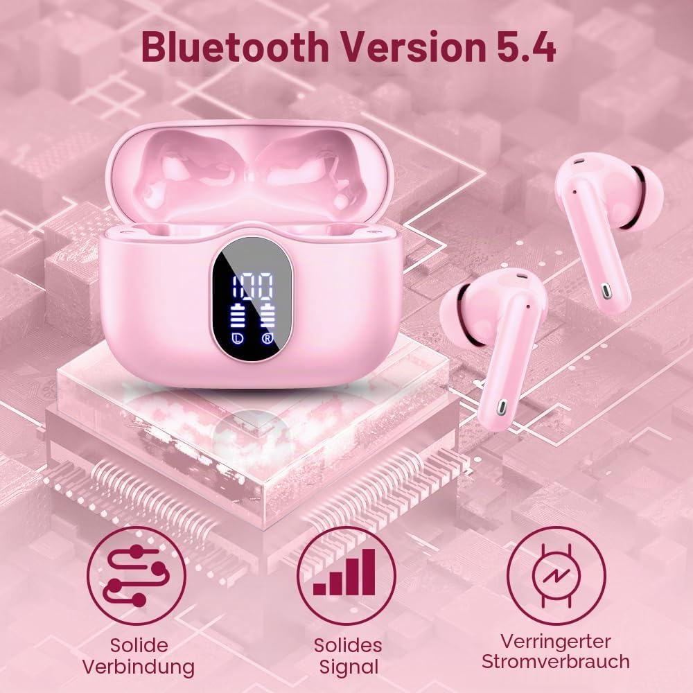 Btootos Bluetooth Kopfhörer, Kopfhörer Kabellos Bluetooth 5.4 Sport In Ear Kopfhörer mit 4 Mikrofon,
