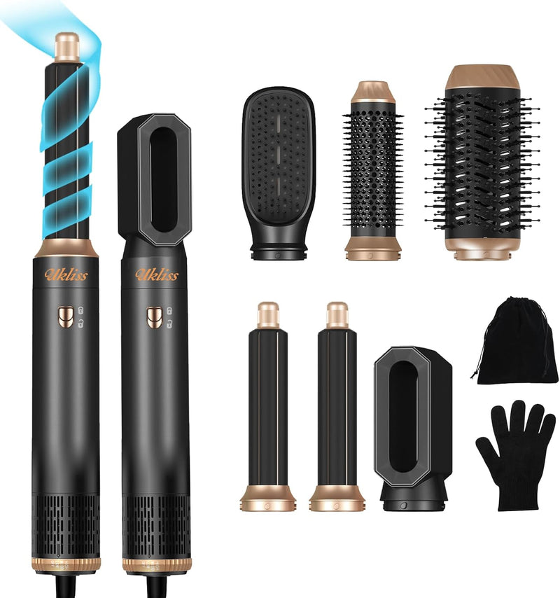 Air Styler Set 6 in 1, UKLISS 1000w Warmluftbürste Rundbürstenföhn, 30mm Air Curling Lockenstab, Geb