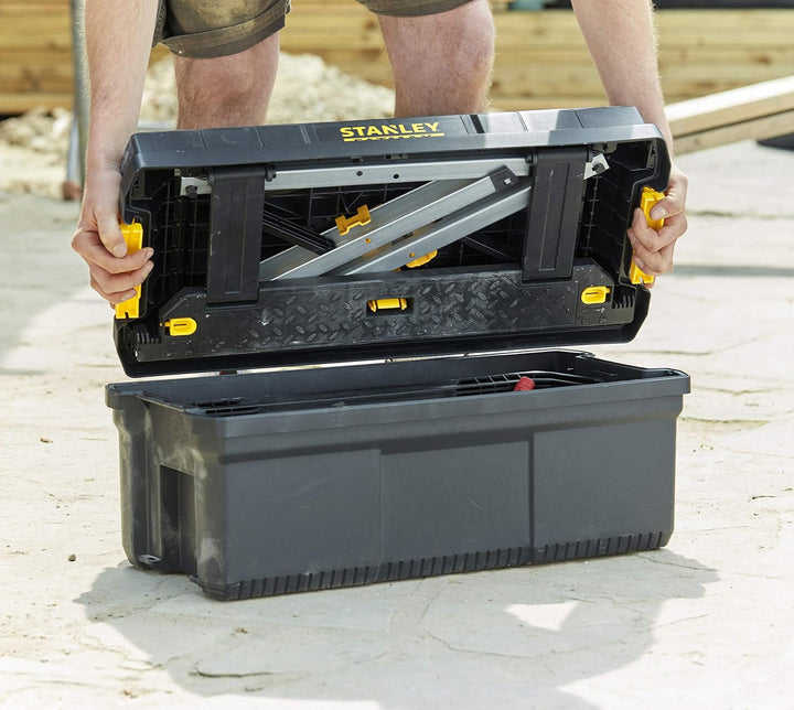 STANLEY Tools FatMax Werkzeugtrage mit Tritt (innovatives 3-in-1 Design: Aufbewahrung, Tritt und erh