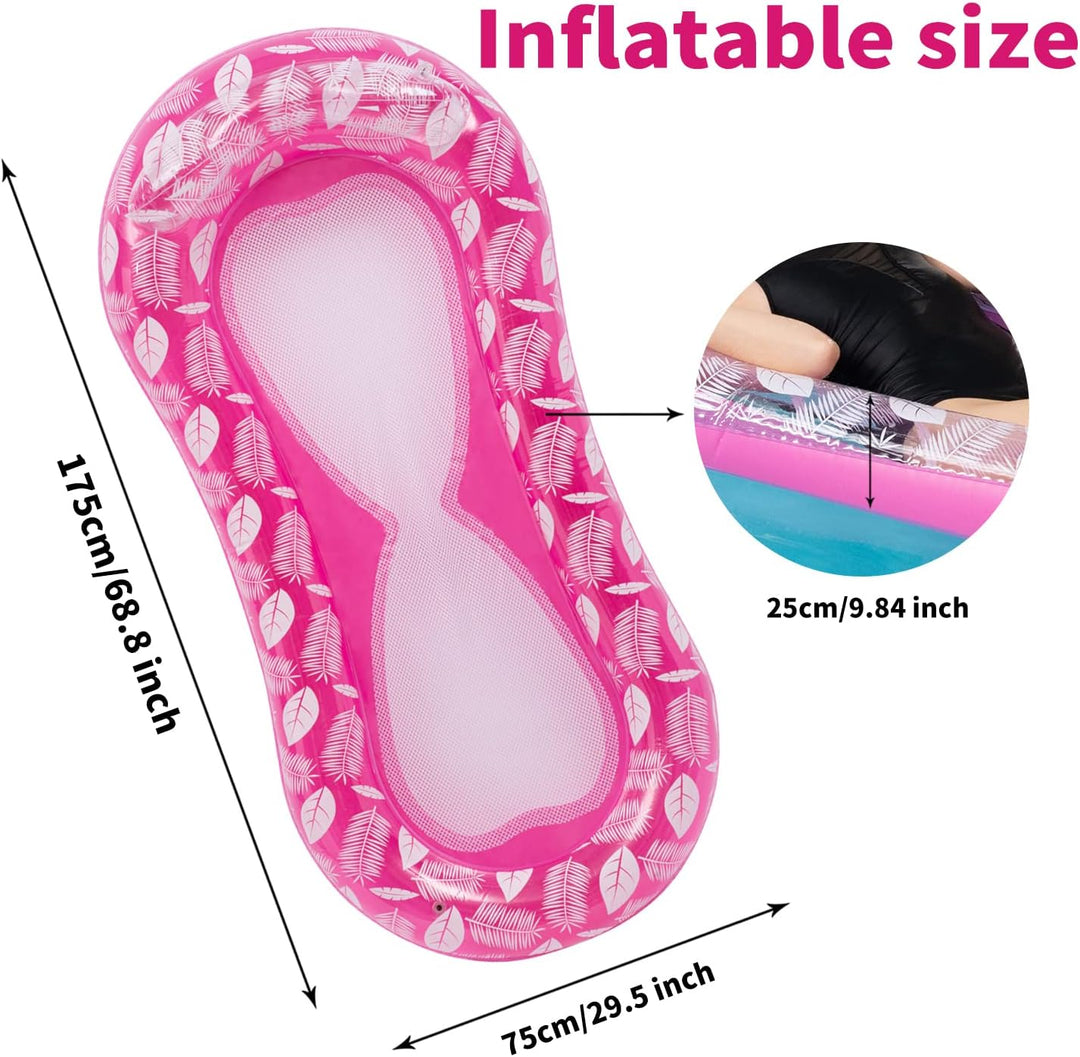 Luftmatratze Pool Hängematte mit Mesh, Aufblasbare Wasserhängematte Luftmatratze mit Netz und Kopfst