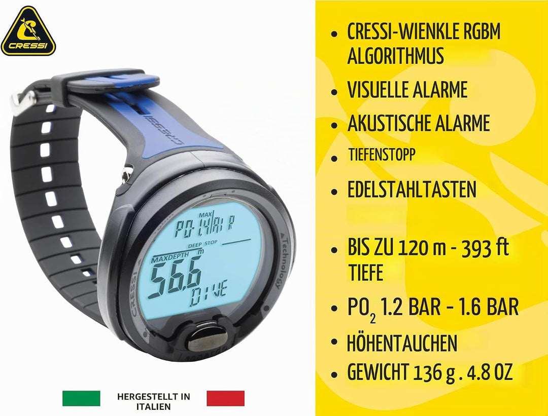 Cressi Leonardo - Premium Tauchcomputer Air / Nitrox und Tiefenmesser Modi - WEEE NR. DE 13961704 Sc