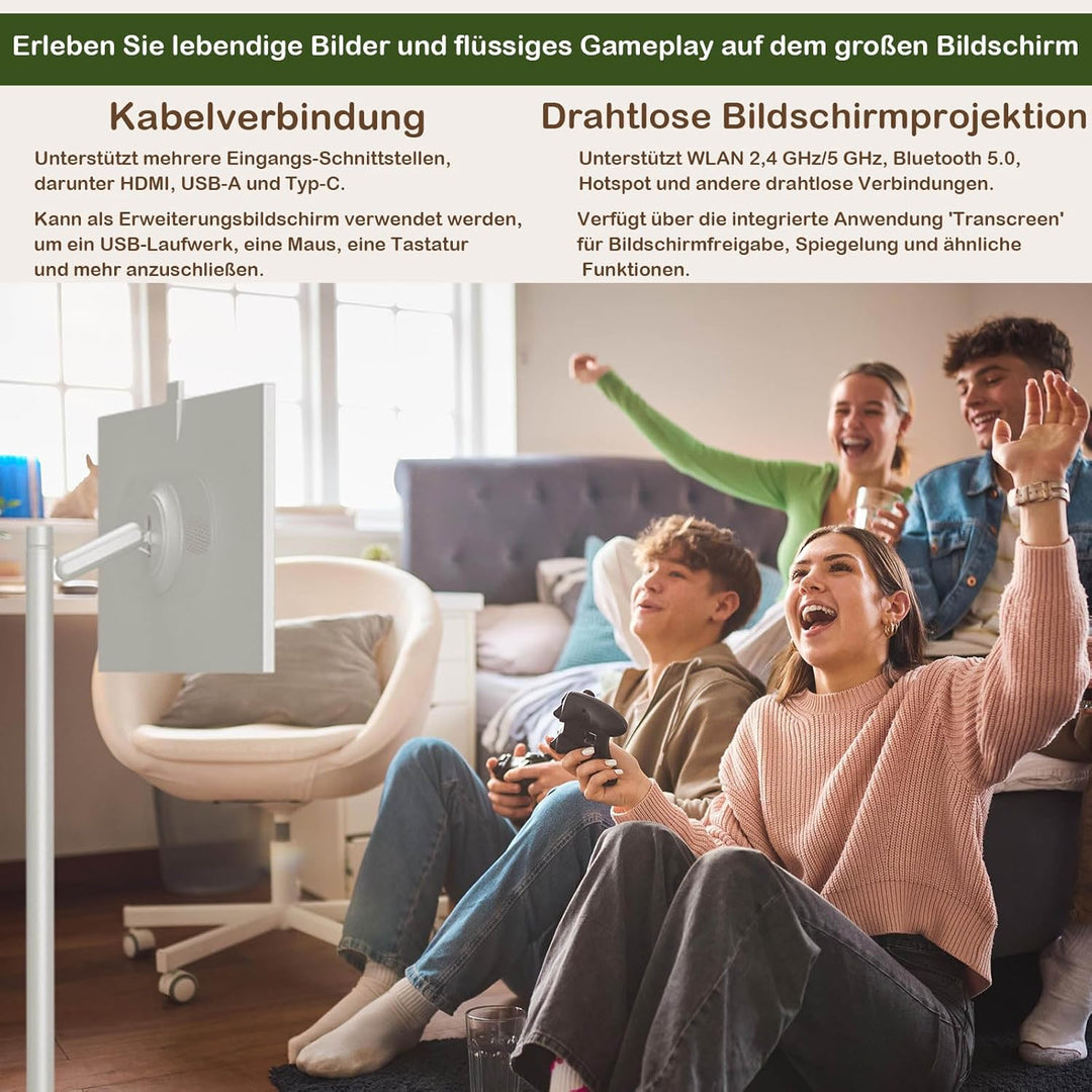 OFD Monitor 27'',Outdoor Fernseher,Portabel Monitor,Touch Screen,Android 13 OS,60Hz,6+128GB Portable