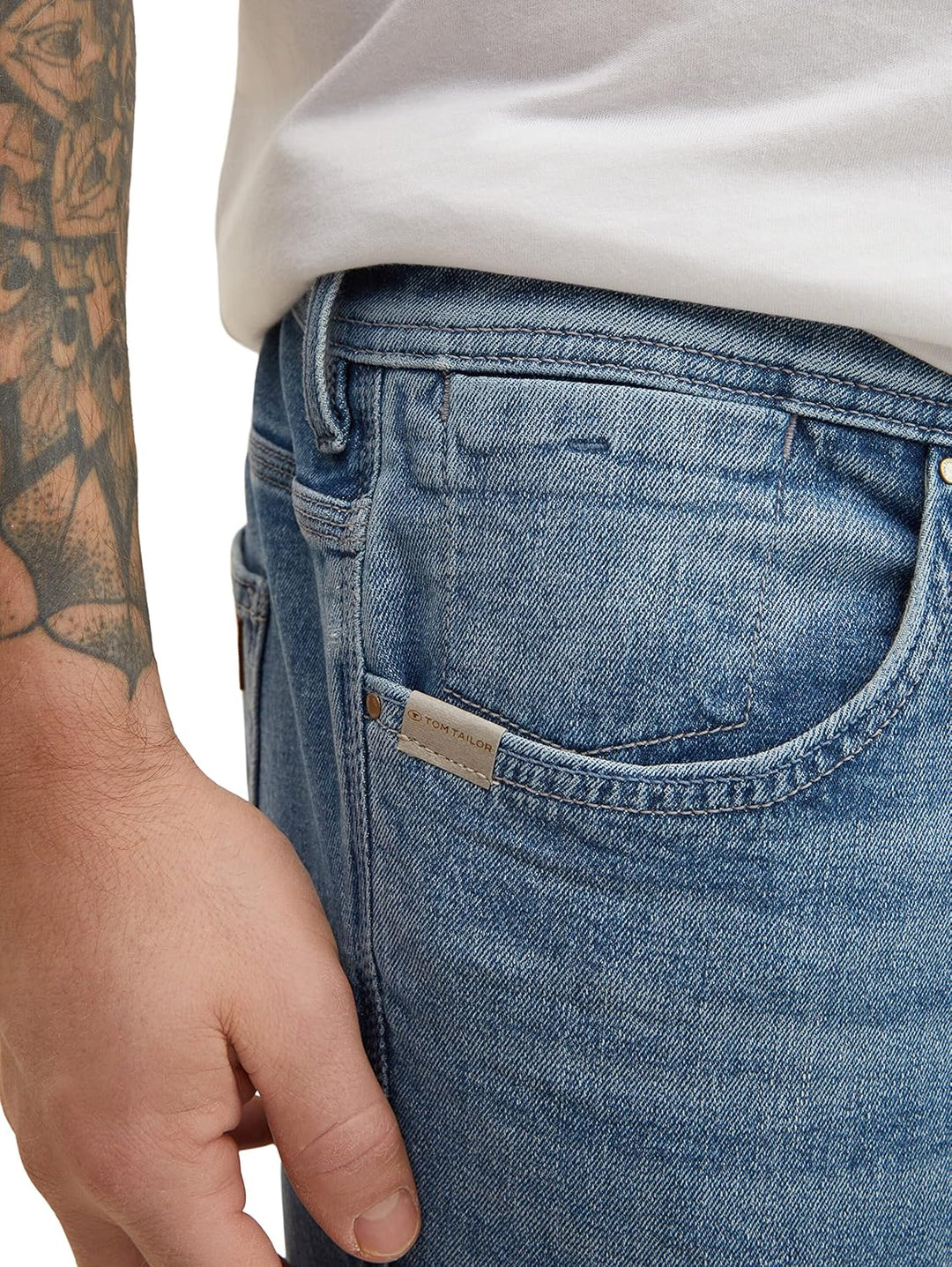 TOM TAILOR Denim Herren Piers Slim Jeans 29W / 32L 10223 - Destroyed Mid Stone Grey Denim, 29W / 32L