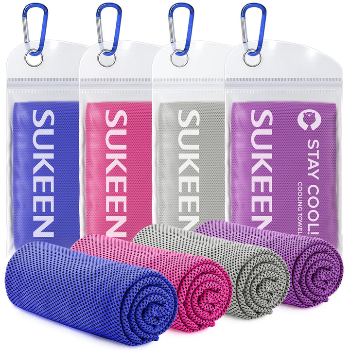 Sukeen Kühlendes Handtuch, 4er Set Kühlhandtuch Cool Towel, Gym Handtuch, Eishandtuch Kühltuch Hals,