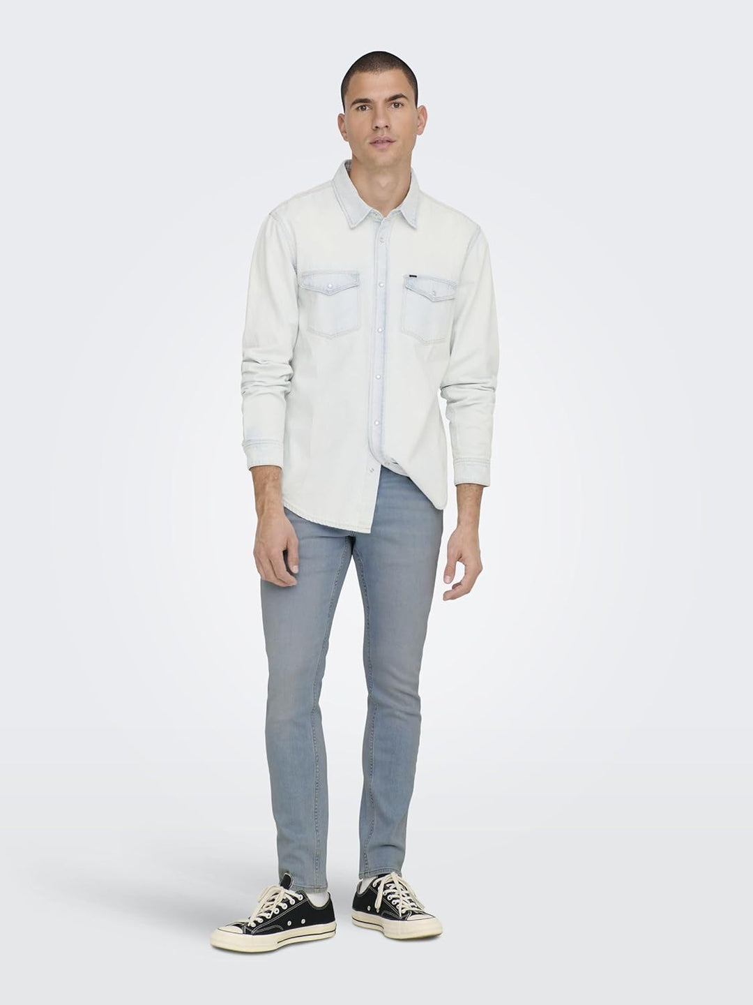 Only & Sons Male Slim Fit Jeans -ONSLOOM Mittlere Taille Slim Fit Jeans 34W / 32L Light Blue Denim,