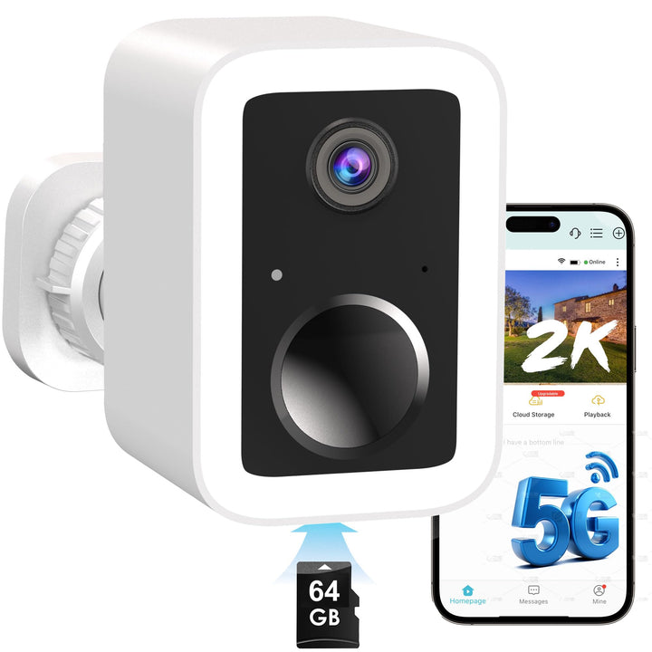 Funstorm 2K Überwachungskamera Aussen with 64G SD, Nachtsicht, 5G/2.4G WiFi | Kamera Überwachung Aus
