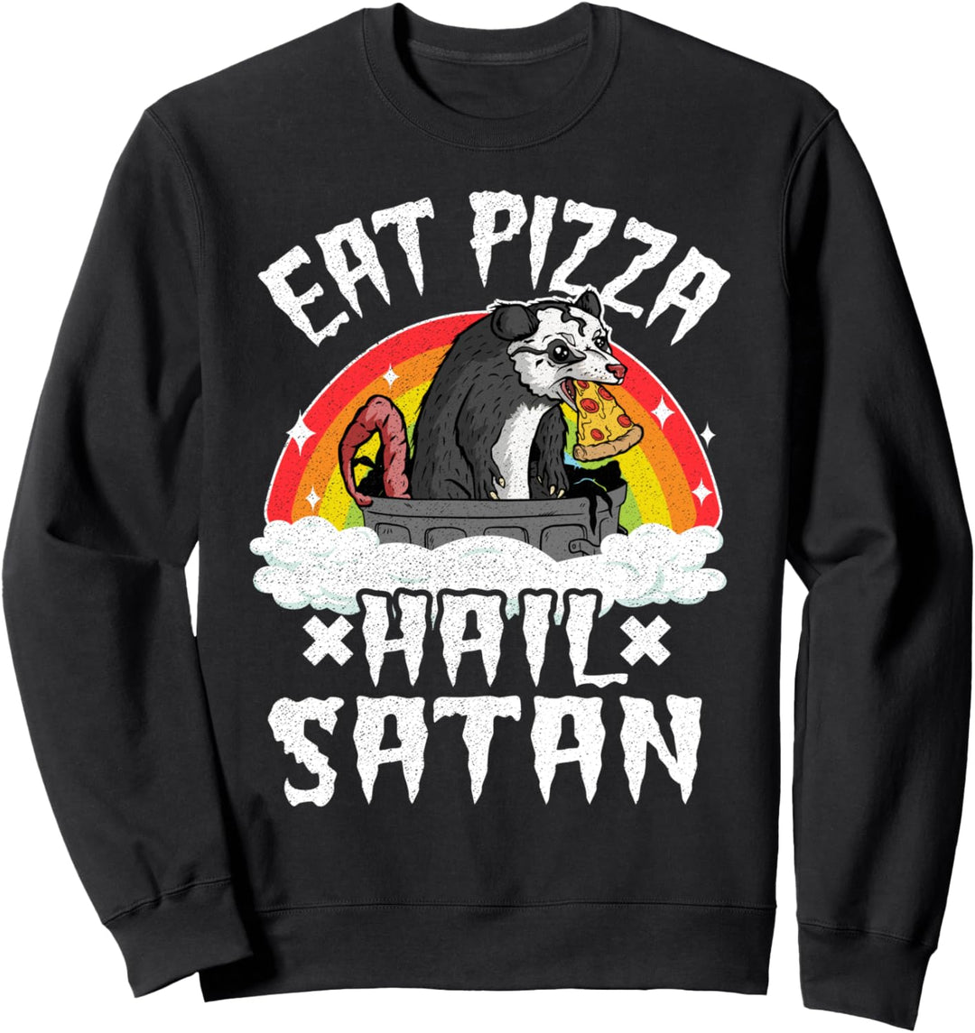 Pizza Hail Satan Opossum Regenbogen Kinder Heavy Metal Sweatshirt