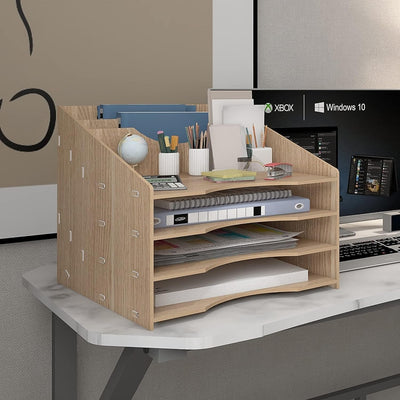 PUNCIA Dokumentenablage A4 Briefablage Ablagefächer Holz Schreibtisch Datei Organizer Papierablage A