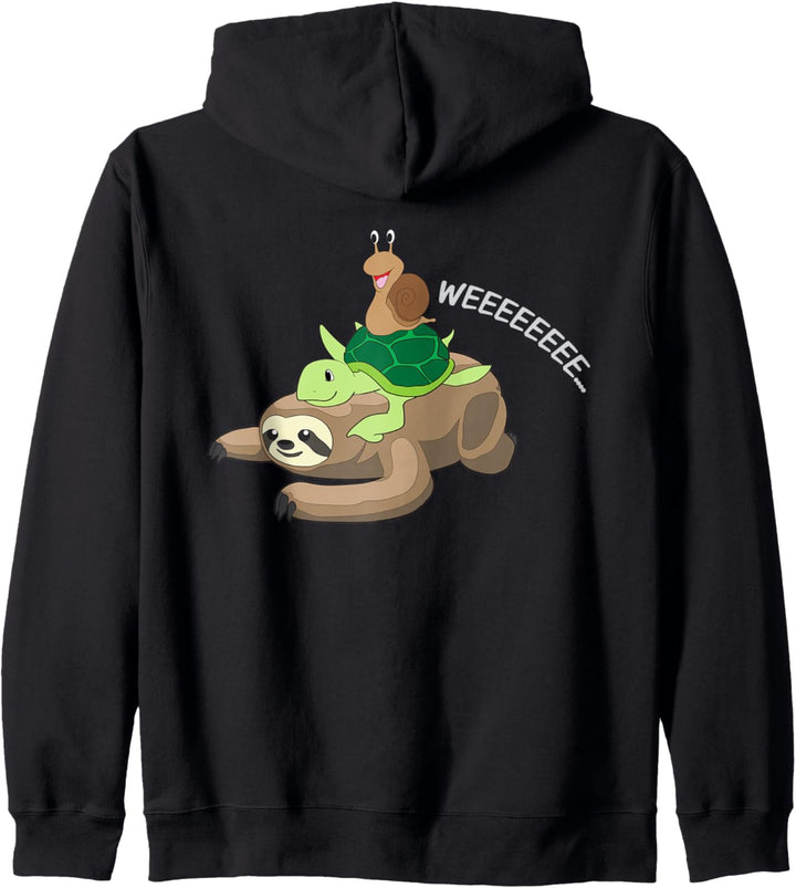 Niedliche Schnecke Schildkröte und Faultier Lustige langsame Kapuzenjacke