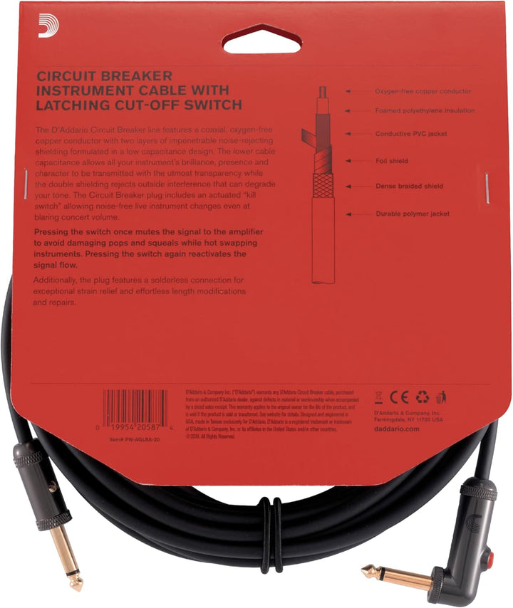D 'Addario pw-aglra-20 20 ft LS Instrument Kabel mit Latching geben, Schalter/rechts Winkel Stecker