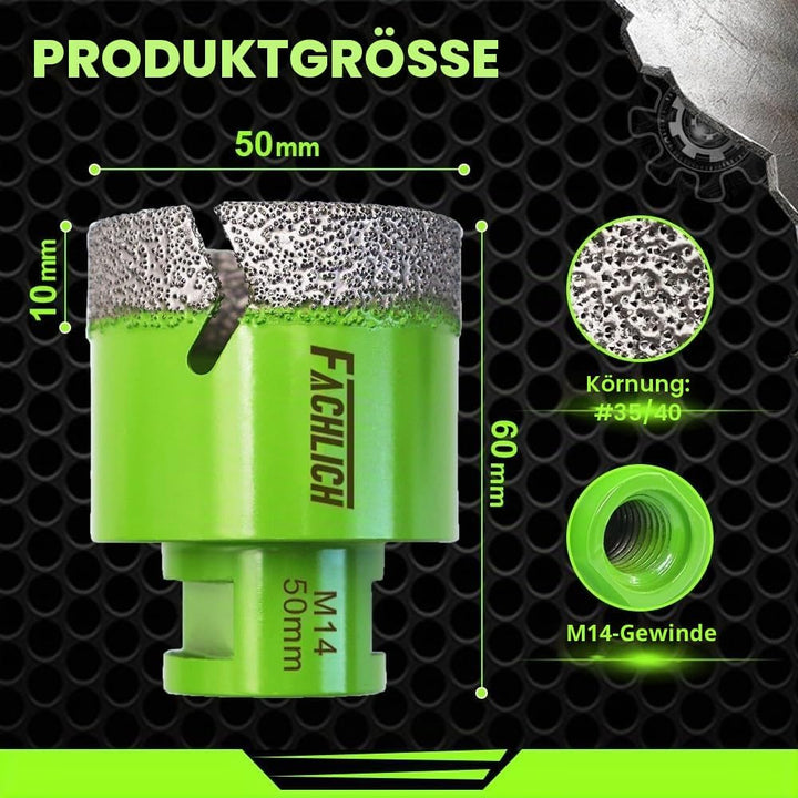 FACHLICH Diamantbohrer Fliesenbohrer 50mm Diamant-Bohrkronen Lochsäge M14 Gewinde für Porzellan Flie