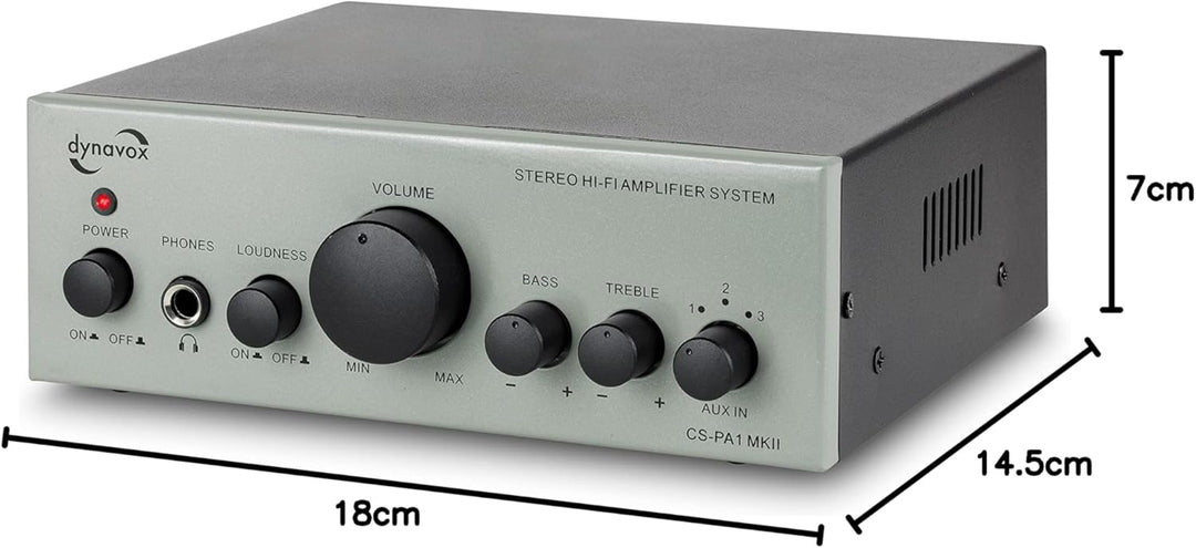 Dynavox CS-PA1 MK II Mini Stereo-Verstärker, Klangregelung für Bass und Hochton, 3,5 mm Klinken-Ansc