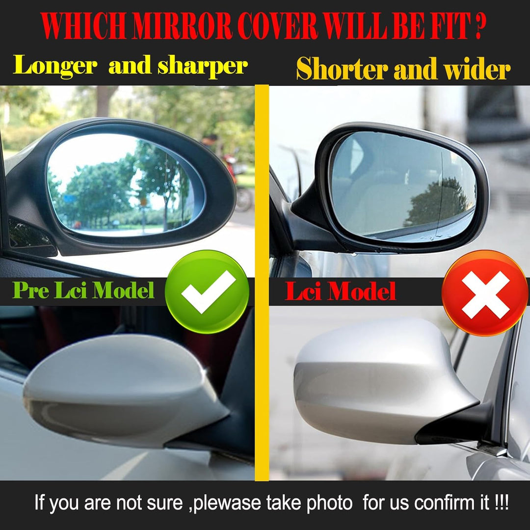 KYYET Karbonfaser-Seitenspiegel-Abdeckkappen, kompatibel mit E90 E91 E92 E93 PRE-LCI M3 Stil Karbonf