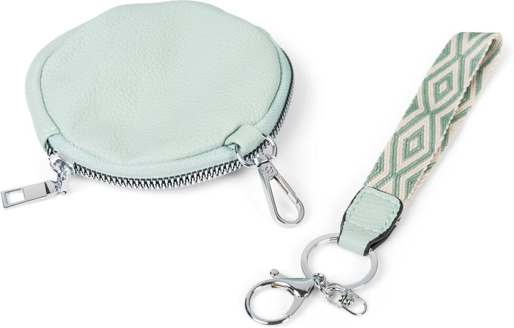 styleBREAKER Damen Halbmond Crossbody Schultertaschen Set 3-Teilig, Schultergurt mit Muster, Schlüss