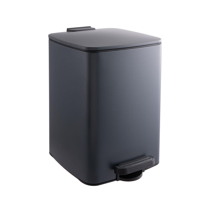 Relaxdays Mülleimer Küche, 12 Liter, Absenkautomatik, entnehmbarer Inneneimer, Mattes Metall, eckige