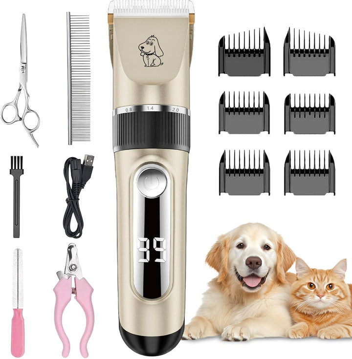 NWOUIIAY IPX7 Schermaschine Hund Leise Tierhaarschneider Waschbar Profi Drahtlose Wiederaufladbare T