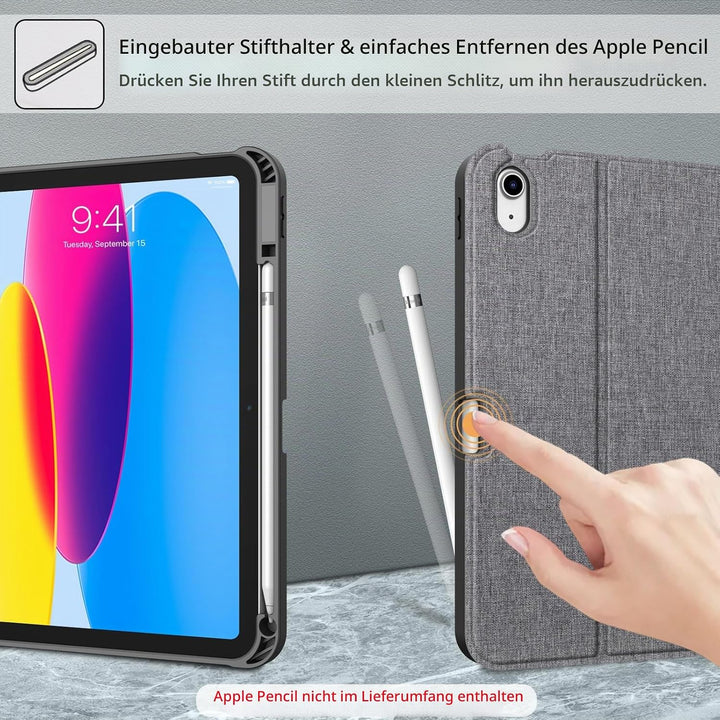 Fintie Tastatur Hülle für iPad 10. Generation 2022 (10.9 Zoll), Schutzhülle mit TPU Rückschale, Penc