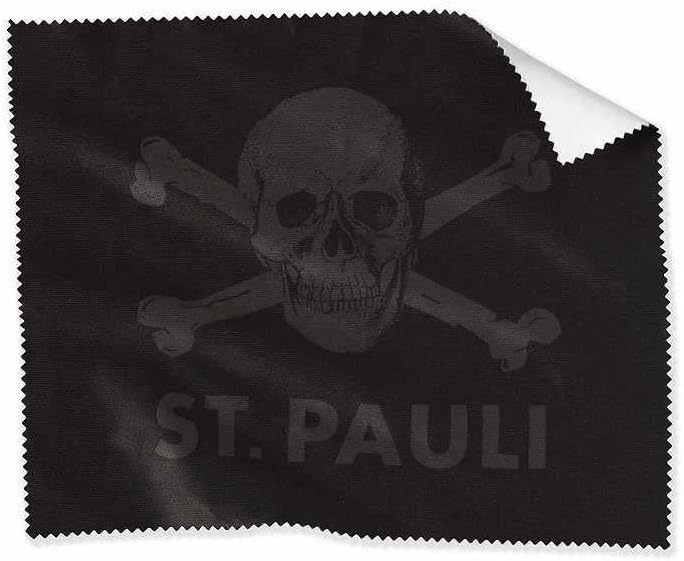 FC St. Pauli Brillenetui - Totenkopf schwarz Hartschale Etui mit Putztuch Plus Aufkleber Wir lieben