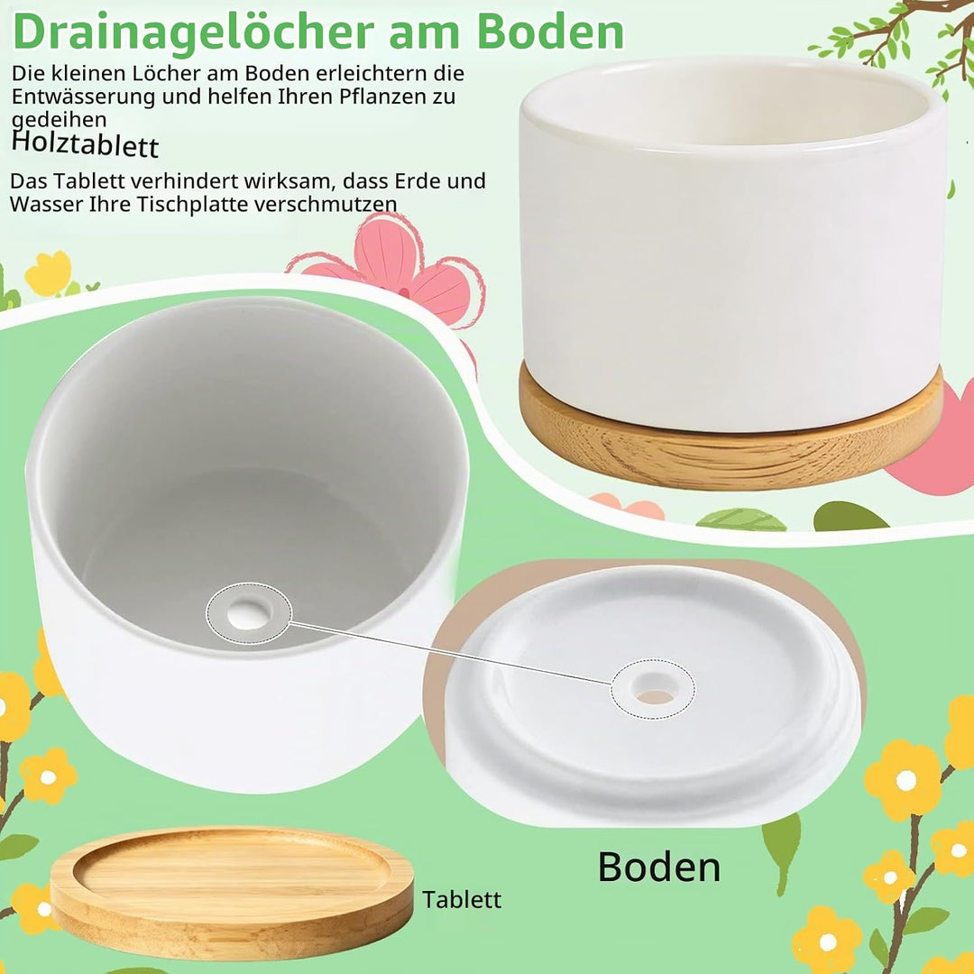 DIY-Keramik Bemalen Set Blumentopf zum Bemalen Kinder Blumentöpfe (Rund) | mit 2 Töpfen Gartenwerkze