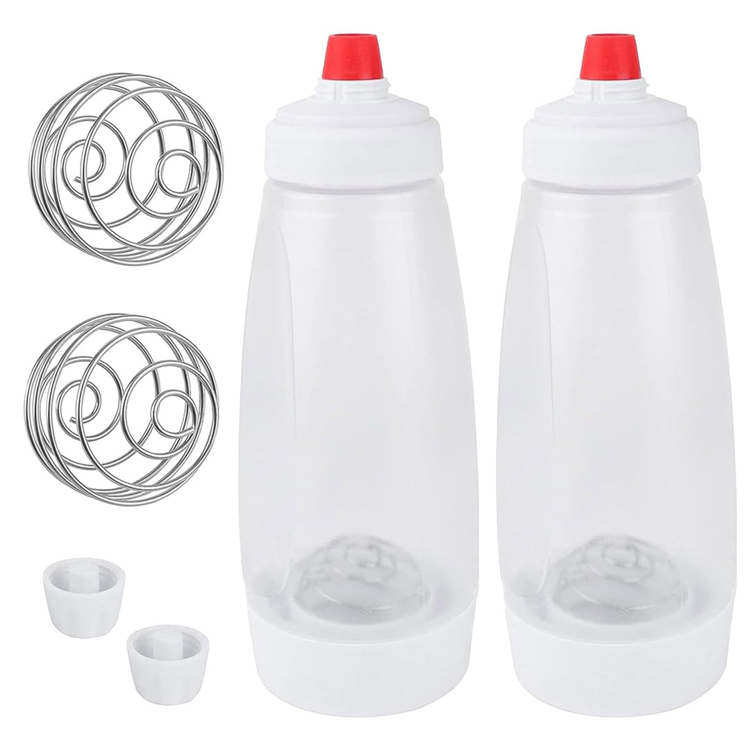 2 Stück Teigspender Quetschflasche, Pancake Mixer Bottle, Teigdosierflasche 1l, Teigflasche Pfannkuc