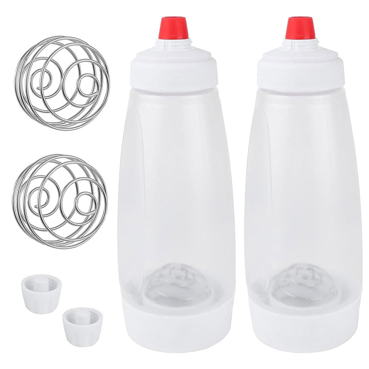 2 Stück Teigspender Quetschflasche, Pancake Mixer Bottle, Teigdosierflasche 1l, Teigflasche Pfannkuc