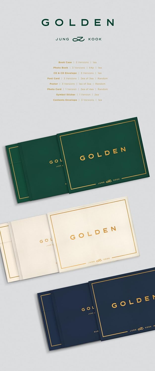 JUNGKOOK BTS - GOLDEN 1st Solo Album+Store Gift (3 ver. SET), 3 Ver. Set