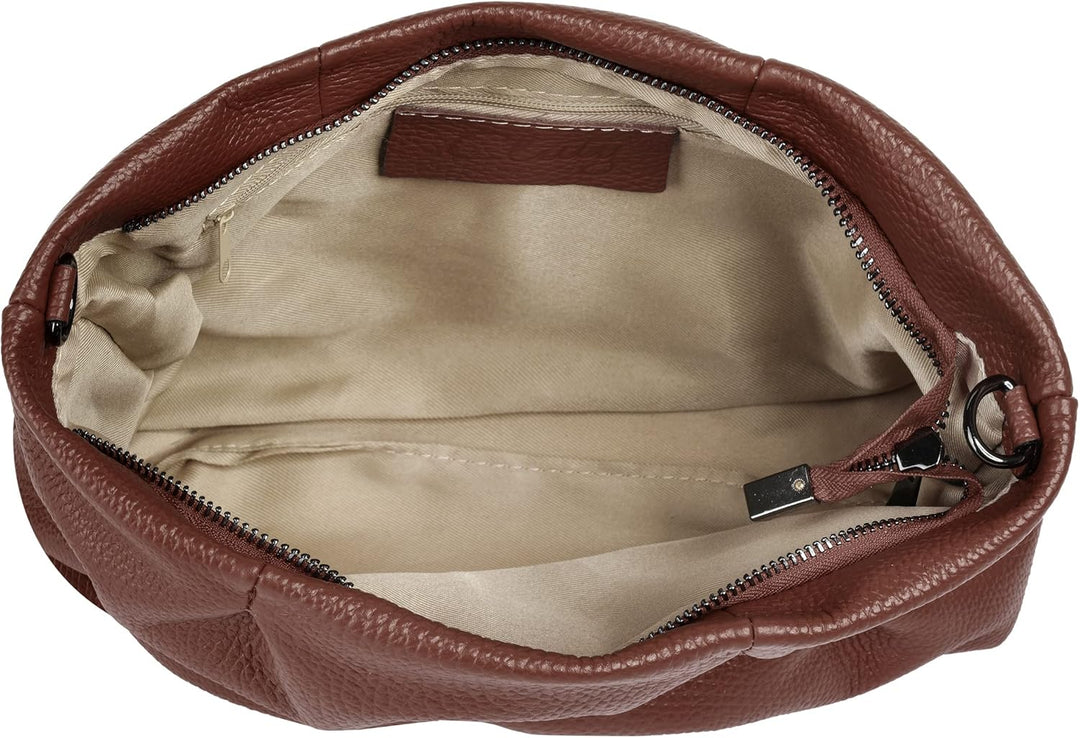 Umhängetasche Echt Leder Damen Made in Italy, Knautsch Clutch, Umhängetasche für Smartphone, Handtas