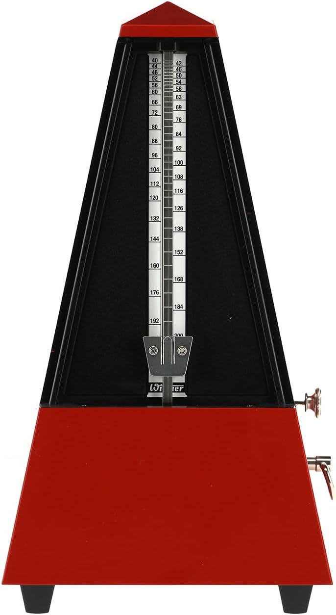 Wittner 903558 Taktell Pyramidenform Metronom Kunststoffgehäuse mit Glocke dunkelrot-matt