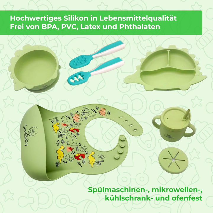 Blw Zubehör - Baby Geschirrset Mit Saugnapf, Teller Set, Lässig Geschirr Grün, Grün