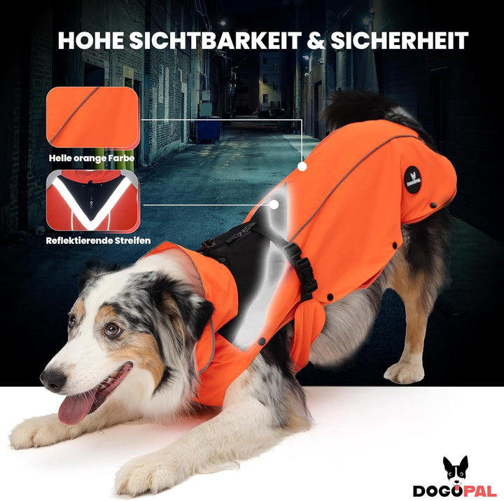 DOGOPAL 2in1 Allwetter-Hundemantel – Wasserdichter Hunderegenmantel mit herausnehmbarem Fleece – Reg