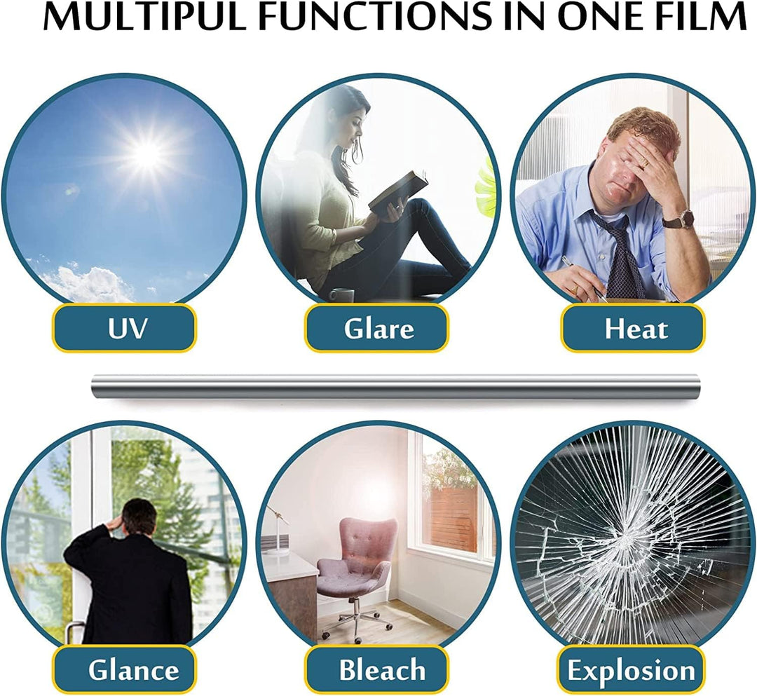 Fyuein® Spiegelfolie Selbsthaftend Sonnenschutzfolie Fenster Innen/aussen Sichtschutz UV-Schutz Fens