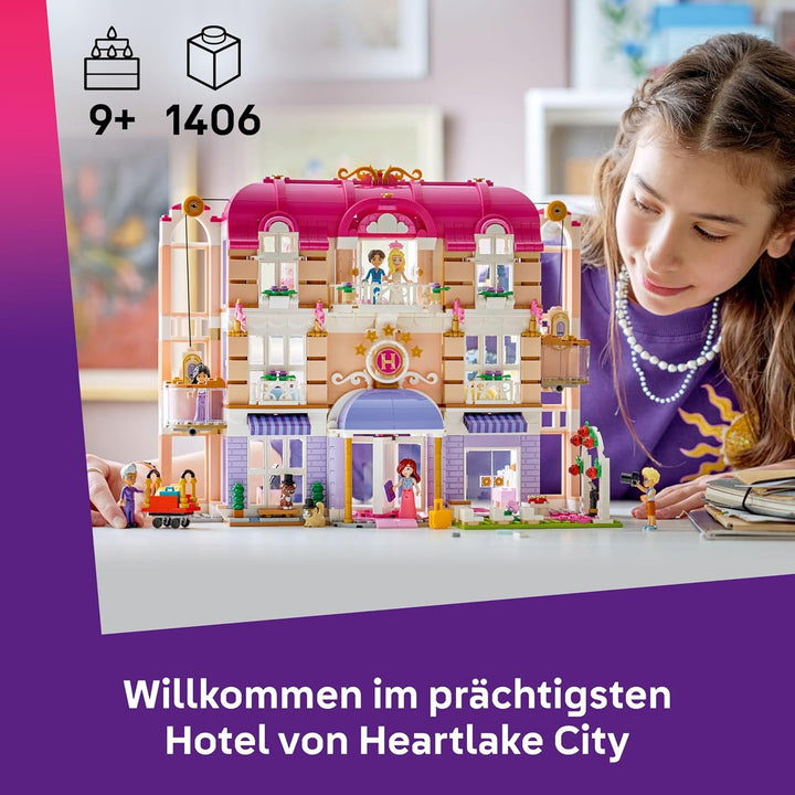 LEGO Friends Das Grandhotel von Heartlake City - Miniatur Modell mit 6 Minifiguren, 2 Tierfiguren &amp;