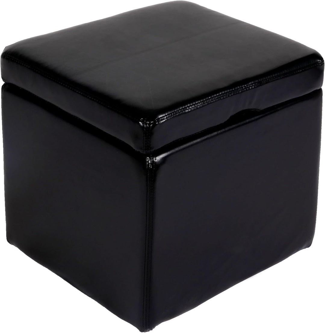Mendler Hocker Sitzwürfel Sitzhocker Aufbewahrungsbox Onex, mit Deckel, Leder + Kunstleder, 45x44x44