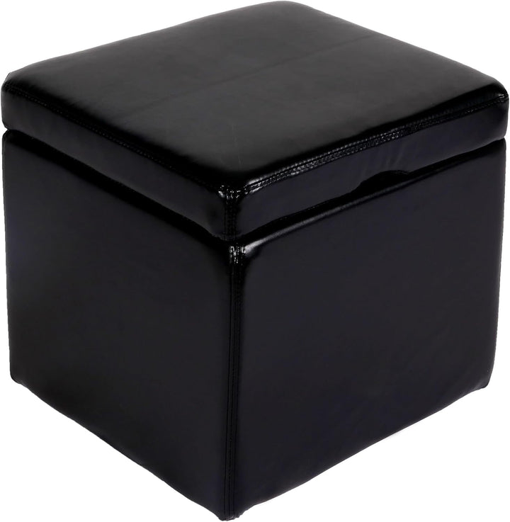 Mendler Hocker Sitzwürfel Sitzhocker Aufbewahrungsbox Onex, mit Deckel, Leder + Kunstleder, 45x44x44