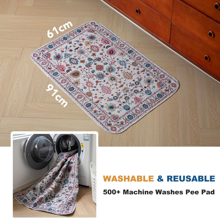 Waschbar Haustier-Urinunterlage, 2 Pack Wiederverwendbare Welpenunterlagen Matte für Hunde (Pattern