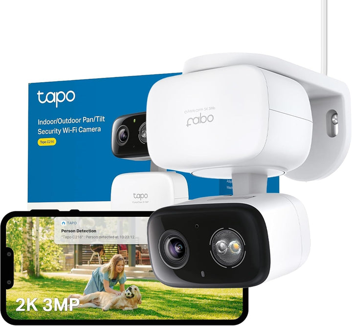 Tapo C216 Mini-Überwachungskamera mit Aufzeichnung, 2K 3MP, 360°-Abdeckung für Innen- und Aussenbere