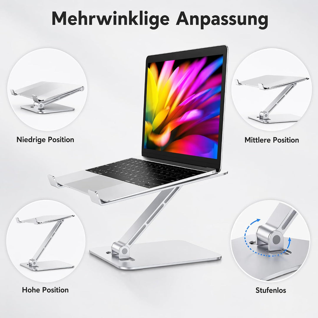 Laptop Ständer Höhenverstellbar, Faltbarer Laptop Stand aus Aluminiumlegierung Ergonomischer, Belüft