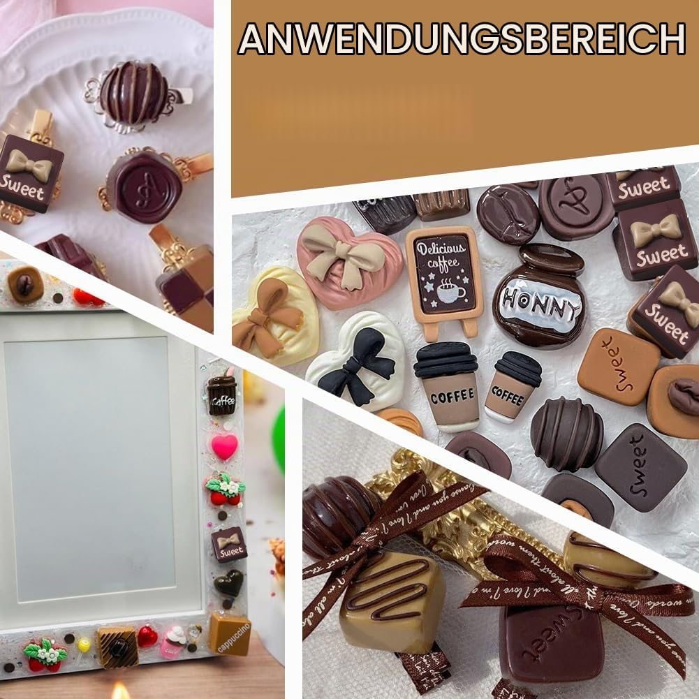 SUNNYCLUE 1 Box 60 Stück Künstliche Schokolade Mini Harz Schokolade Grosspackung Miniatur Simulation