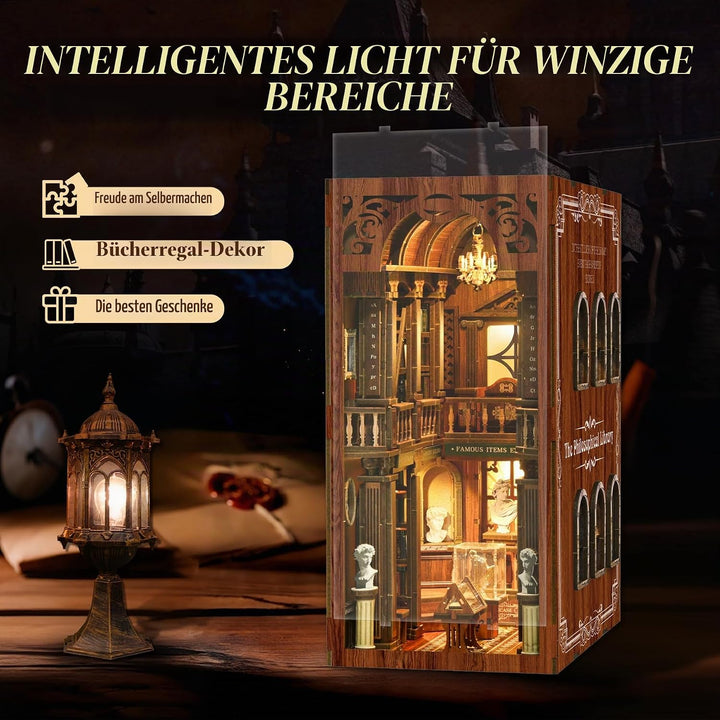 LUMYCE Book Nook Kit für Erwachsene Holzpuzzle DIY Miniatur Haus 3D Puppenhaus - Buchstütze für Büch