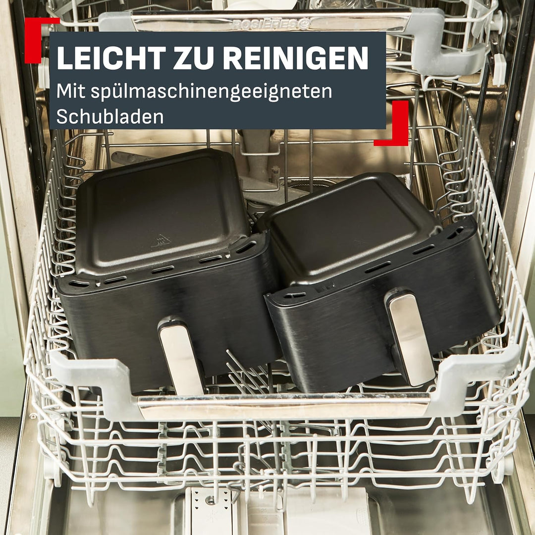 Tefal Easy Fry Crispy Stack Doppelkammer-Heissluftfritteuse, 4/6-Liter-Schubladen mit separater Temp