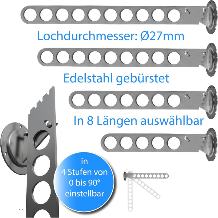 Kleiderlüfter aus Edelstahl Garderobenhaken in 8 Längen auszuwählen (11-Loch), 11-Loch