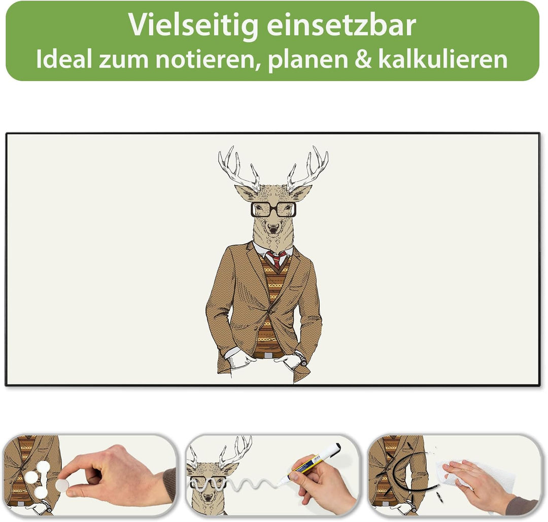 banjado Magnettafel schwarz 78 x 37cm / Magnetwand Metall/Magnetpinnwand als Memoboard/Pinnwand Magn