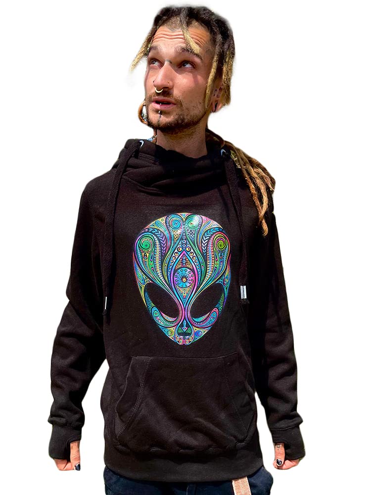 Psychedelic Alien Hoodie schwarz (XL), XL