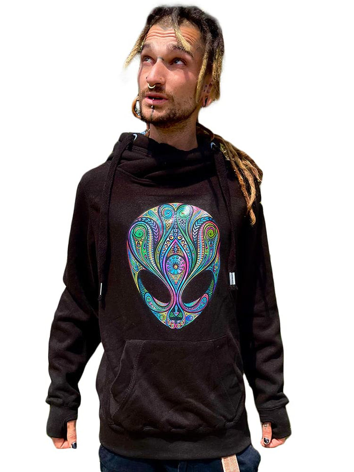 Psychedelic Alien Hoodie schwarz (XL), XL