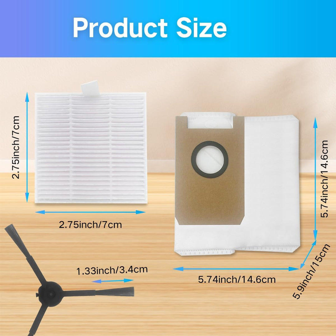 HomeTimes Ersatzteile für AIRROBO T20 Saugroboter Ersatz Zubehör mit 2 HEPA-Filter 4 Seitenbürsten 4