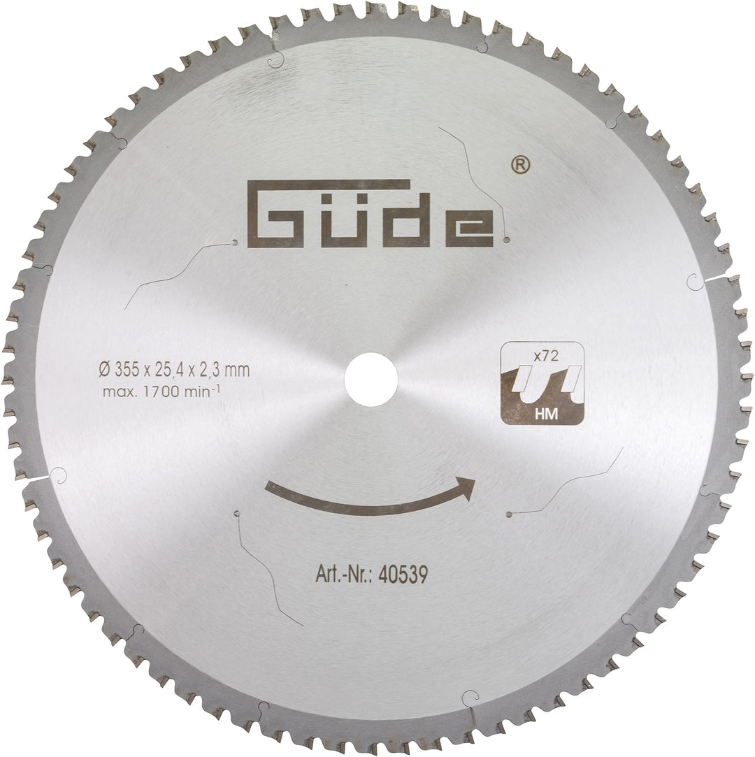 Güde 40539 Metallkreissägeblatt 350 T, 355 mm, 72 Zähne