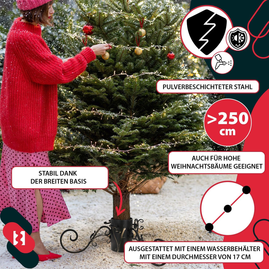KOTARBAU® Weihnachtsbaumständer mit Wassertank für grosse Bäume Metall goldene Patina Tannenbaumstän