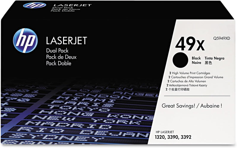 HP 49X 2er-Pack (Q5949XD) Schwarz Original Toner mit hoher Reichweite für HP Laserjet 1320tn, 3390,